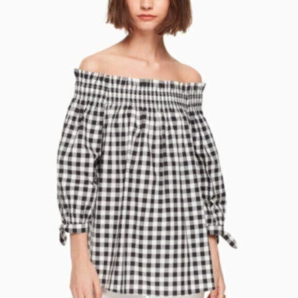Kate Spade Gingham Off Shoulder Top - new with tags - Picture 3 of 3